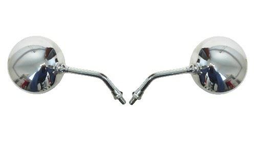 Mirrors 10mm Chrome Round Left & Right Honda Custom Short (Pair)