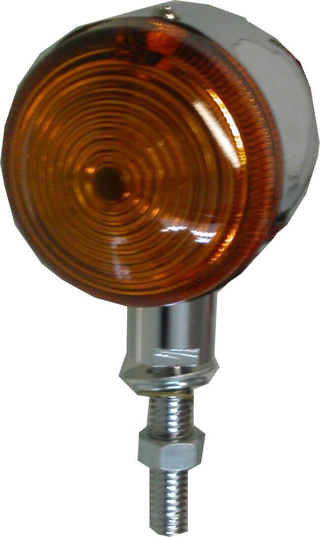 Bullet Light Chrome with Amber Lens, 1" Stem & No Rim