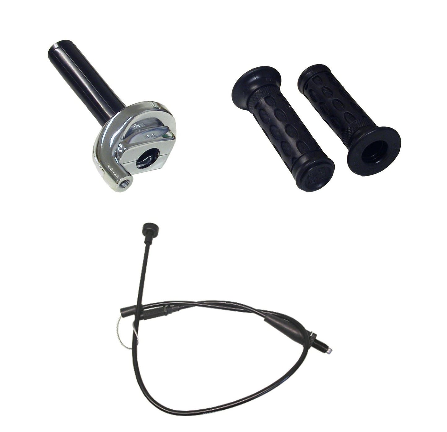 Throttle Unit MX Chrome complete with black grips and cable