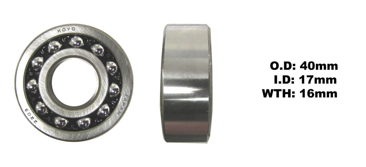 Koyo Bearing 2203 (ID:17mm x OD:40mm x W:16mm)