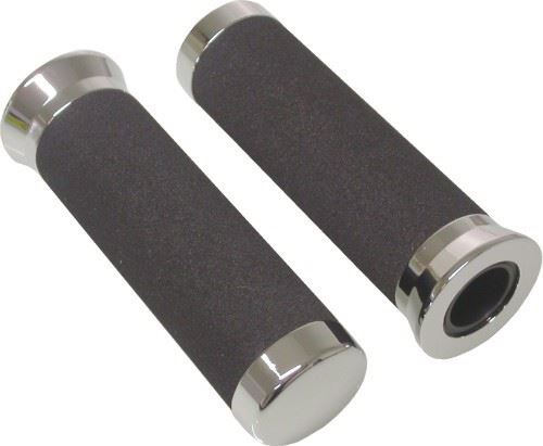Grips Foam Black Chrome Ends For 7/8" Handlebars (Pair) 145mm long
