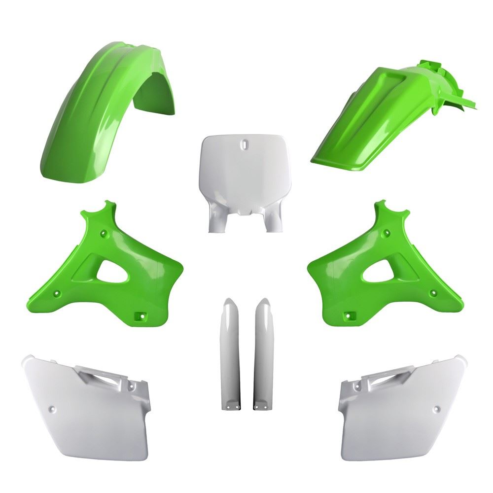 POLISPORT PLASTIC KIT + FORK GUARDS KAWASAKI KX125/250 1996-1998, OEM STYLE