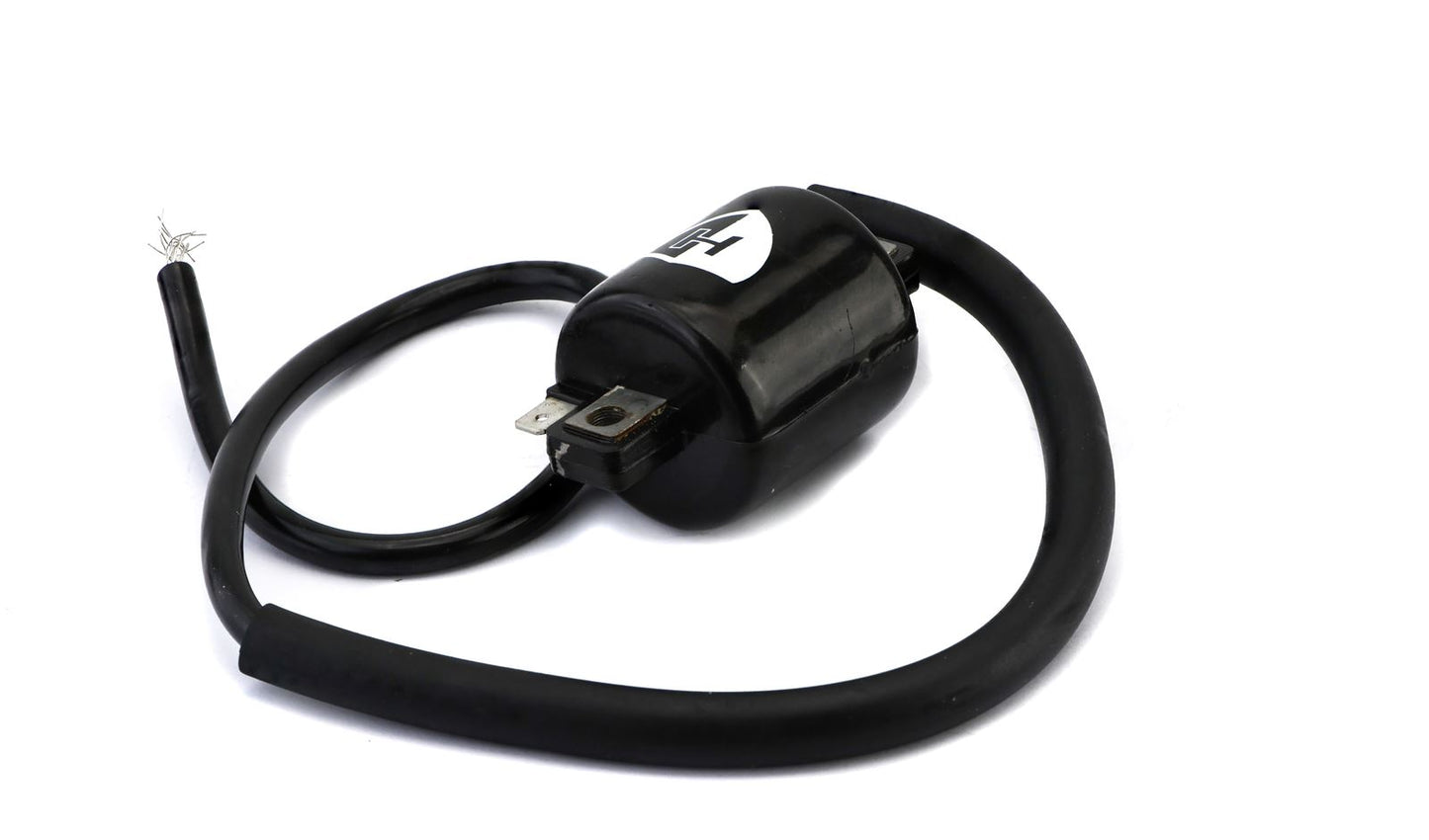 Ignition Coil 6v or 12v CDI Single 1 Spade Terminal P:0.37 Ohms S:4.39 kOhms (60mm Centres) 50cm HT Lead (6mm), can be removed.