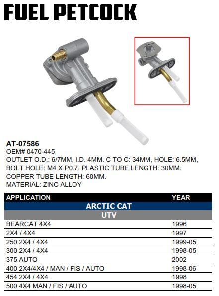 FUEL TAP ARCTIC CAT 250-500 96-05, FIR AT-07586, 0470-445