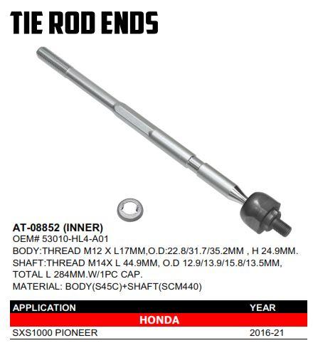 TIE ROD END, INNER, BRONCO AT-08852, 53010-HL4-A01, SXS1000 PIONEER 16-21