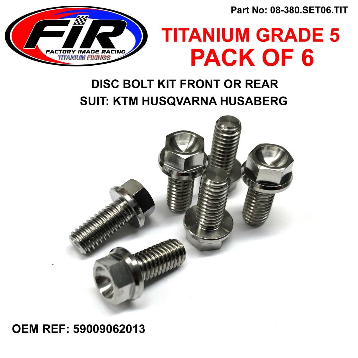 BOLT DISC TITANIUM FRONT OR REAR, KTM PACK OF 6, OEM REF:59009062013 2001>2020