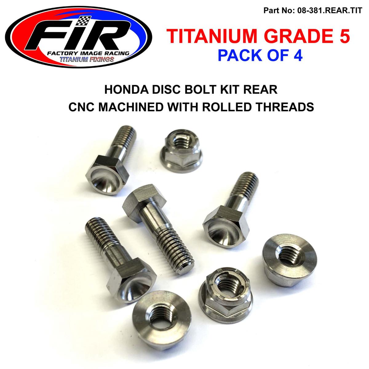 BOLTS DISC HONDA KIT/4, TITANIUM REAR KIT CRF150/250/450 02-19, CR125/250 95-07