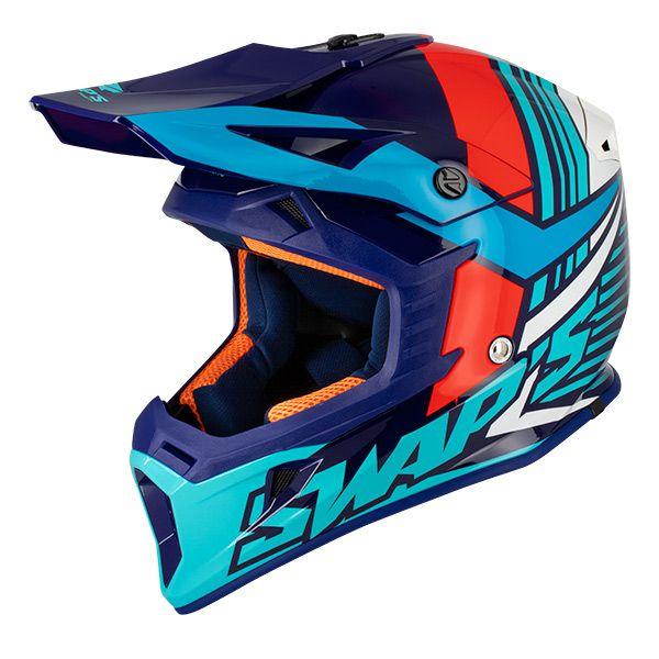 SWAP'S MX HELMET SM 56 WHITE/BLUE 21, !! ACU GOLD APPROVED !!