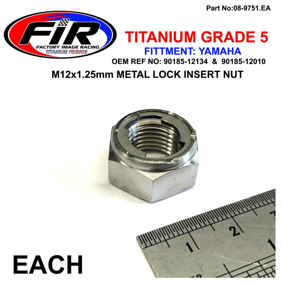 YAMAHA FRONT SPINDLE NUT YZ80/85, TITANIUM GR5 / M12x1.25mm / EACH