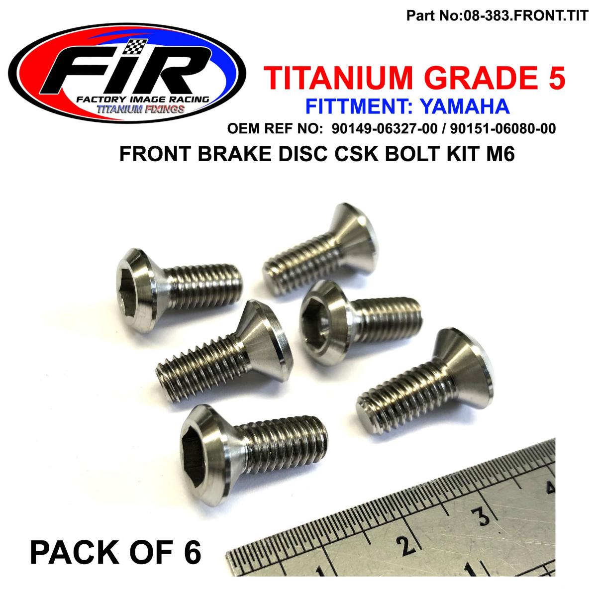 BOLT DISC YAMAHA FRONT KIT/6, TITANIUM / / CSK M6, YZ/YFZ 85/125/250/450