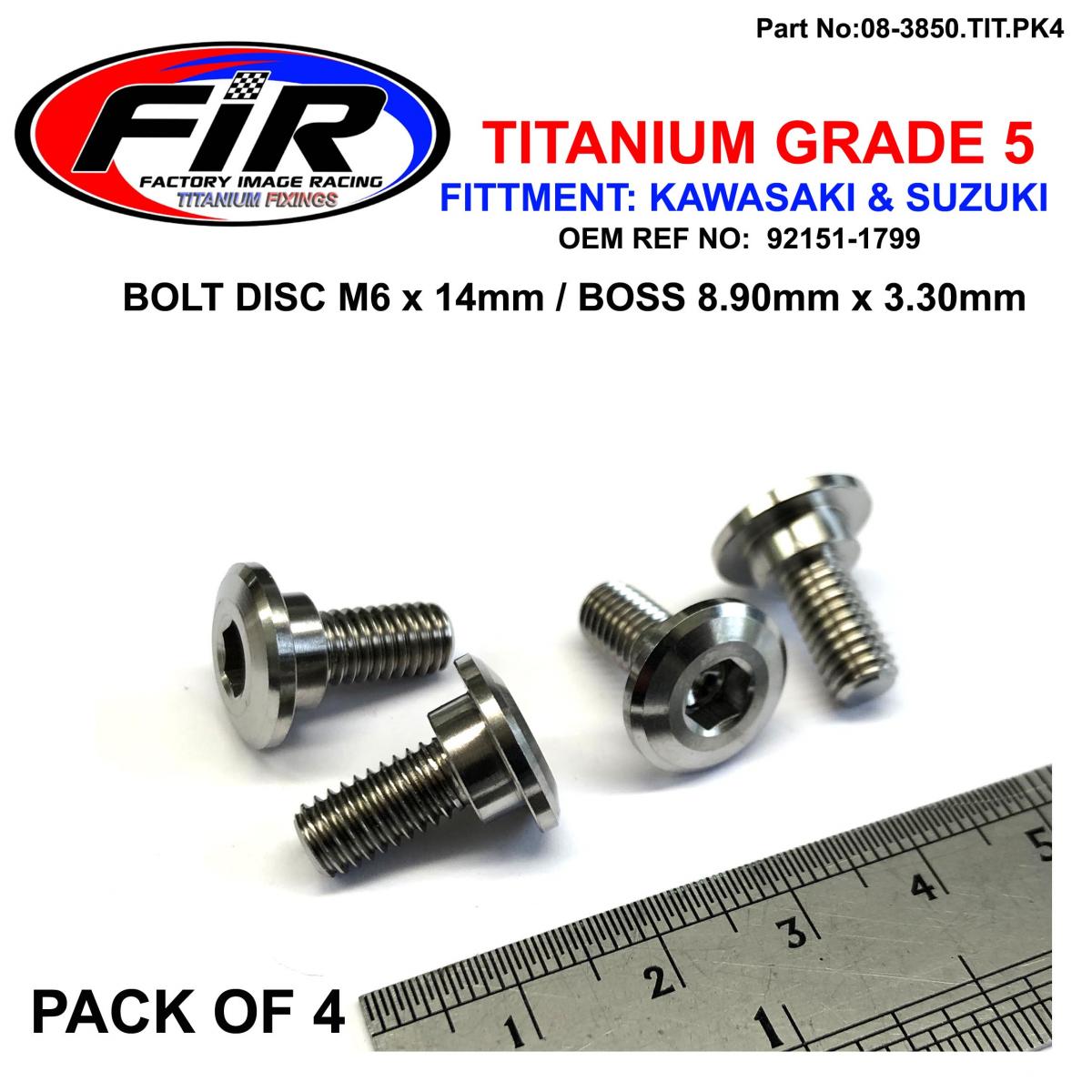 GR5 BOLT DISC M6 x 14mm BOSS, TITANIUM / PACK 4 / 92151-1799, /