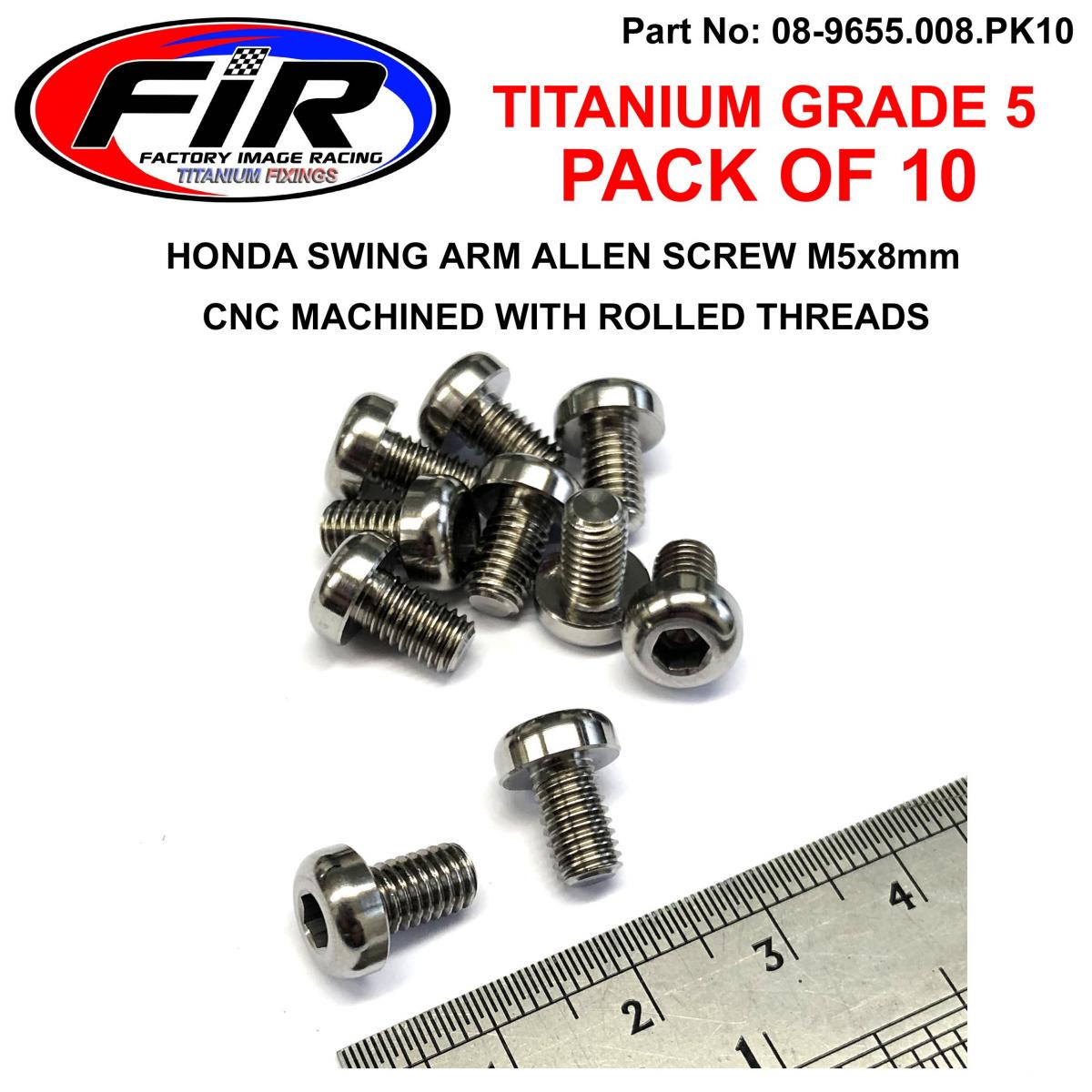 M5X8mm PAN HEAD ALLEN, PACK OF 10 / HONDA SWING ARM, 93500-05008 & 90115-KV3-700