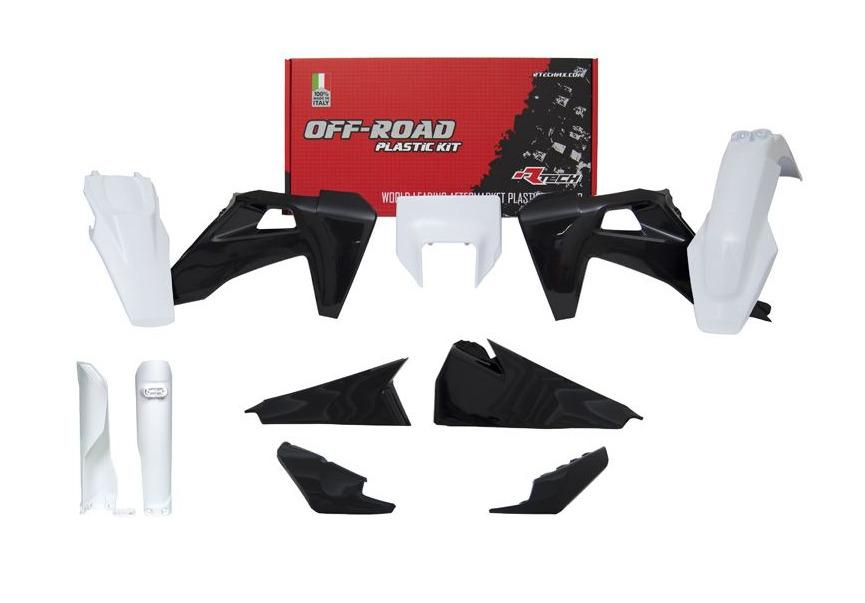 R-TECH WHITE/BLACK PLASTIC KIT/7 HUSQVARNA TE125-300, FE250-501 2020-2023