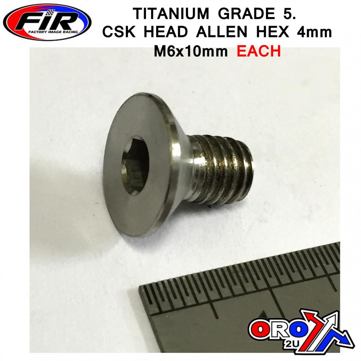 TITANIUM CSK ALLEN M6x10mm TITANIUM GRADE 5 / EACH