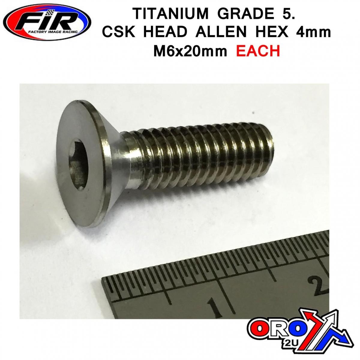 TITANIUM CSK ALLEN M6x20mm TITANIUM GRADE 5 / EACH