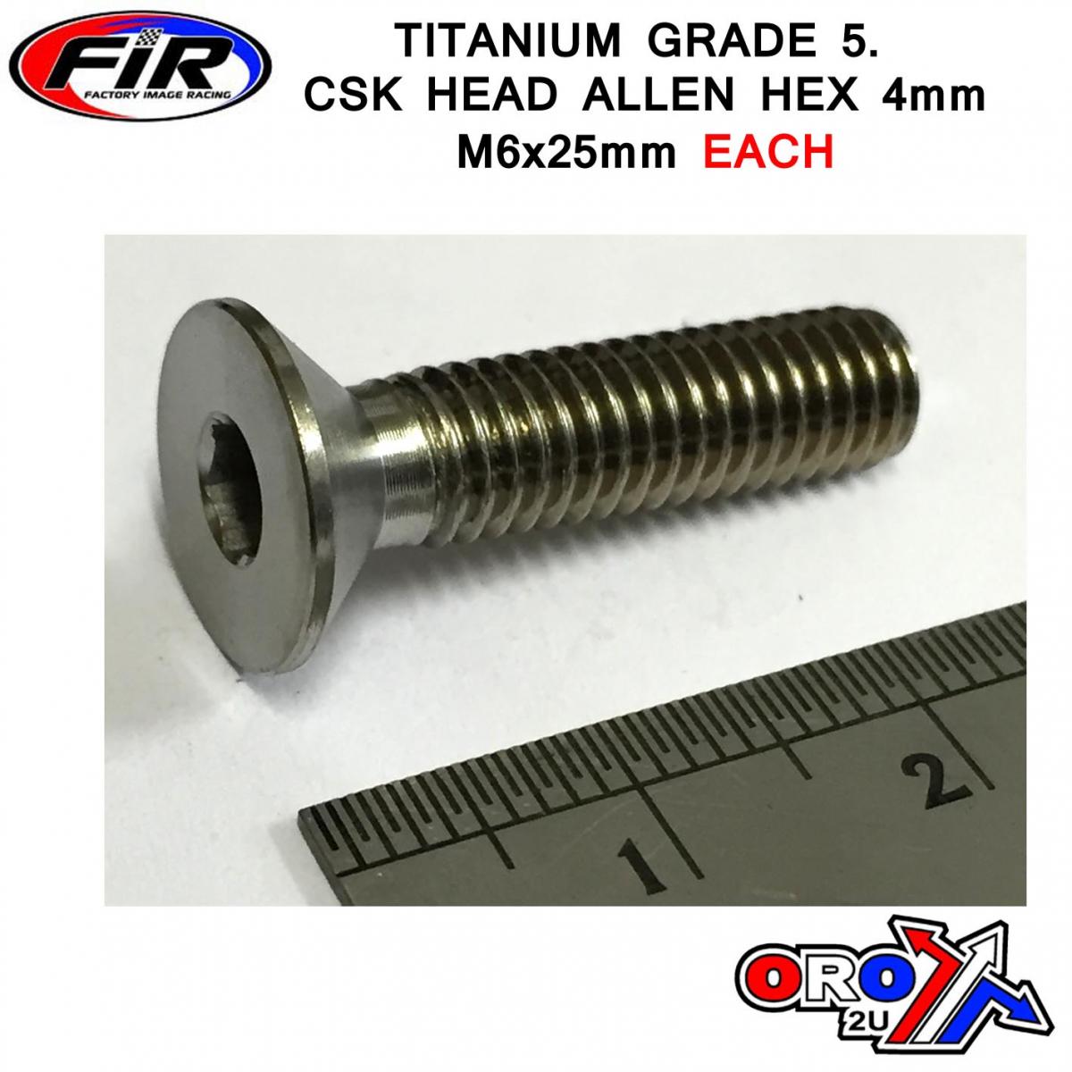 TITANIUM CSK ALLEN M6x25mm TITANIUM GRADE 5 / EACH