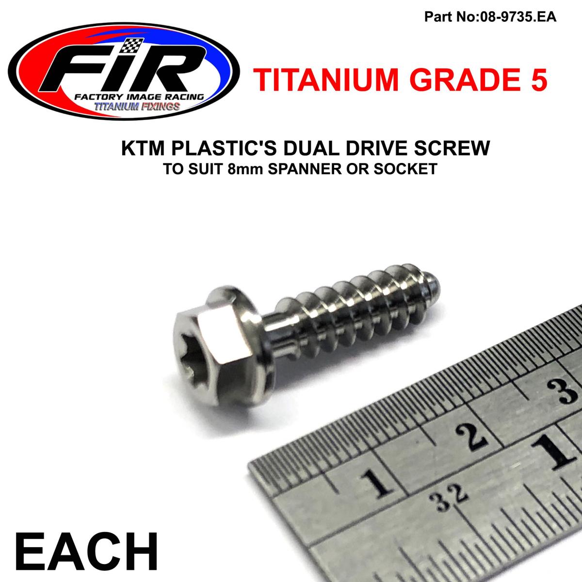 DUAL/D KTM SCREW 6x20mm, TITANIUM / KTM OEM 0017060206, 8MM SPANNER & TORX T30