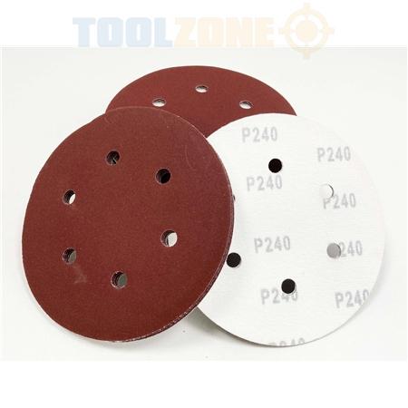50Pc 150Mm Hook & Loop Sanding Pads, 10Pcs Each 40, 80, 120, 180 & 240 Grit,