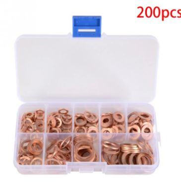 FIR COPPER WASHER KIT 200pcs, M5 M6 M8 M10 M12 M14