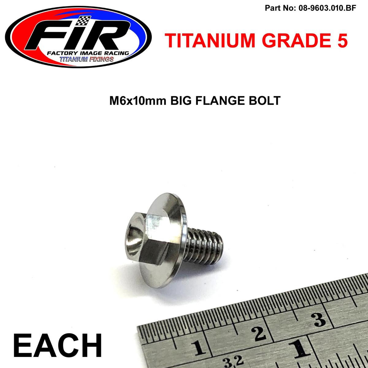 TITANIUM GR5 BOLT M6 x 10mm EACH, FLANGE OD: 15.90mm / HEX SIZE: 8mm