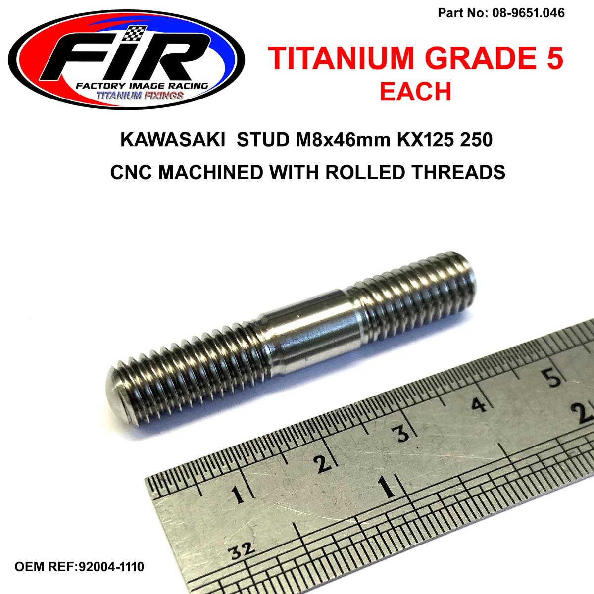 TITANIUM G5 STUD M8x46mm EACH, KAWASAKI KX125/250 2T HEAD STUD