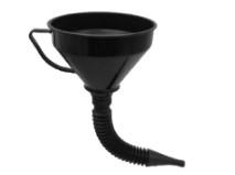 BLACK PLASTIC FLEXIBLE FUNNEL, 290MM LONG WITH FILTER MESH