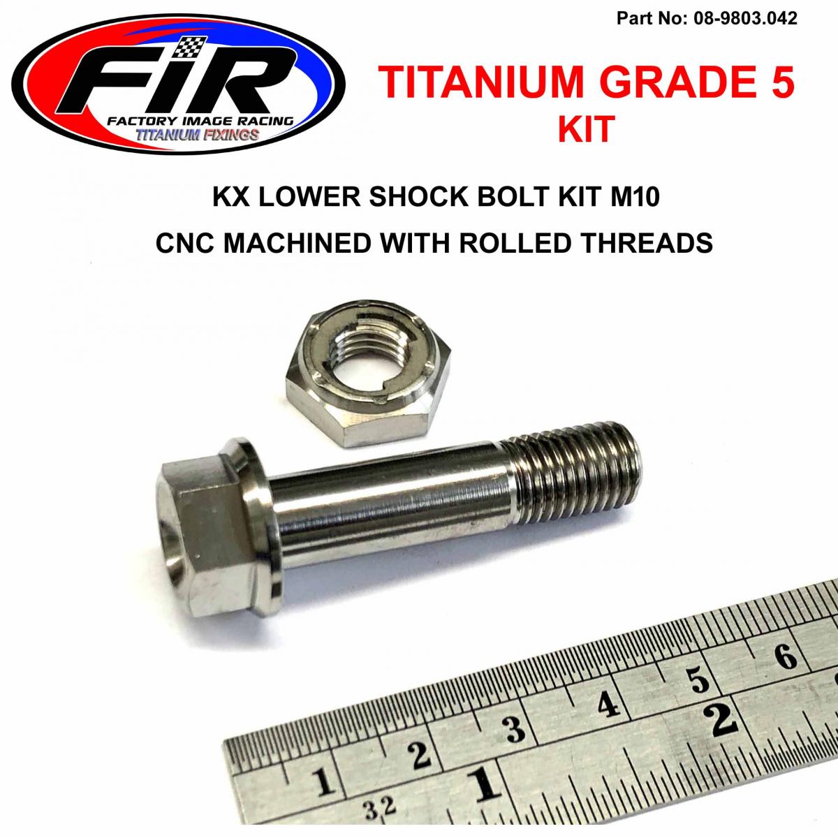 KX LOWER SHOCK BOLT KIT M10, 42mm / KX125 KXF250 , 92150-1571, 92210-1184