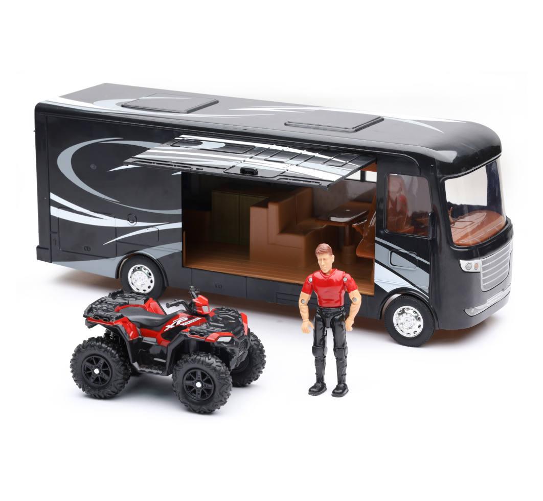 NEWRAY DIE CAST MODEL POLARIS SPORTSMAN & RV CARAVAN SET, SCALE 1:32