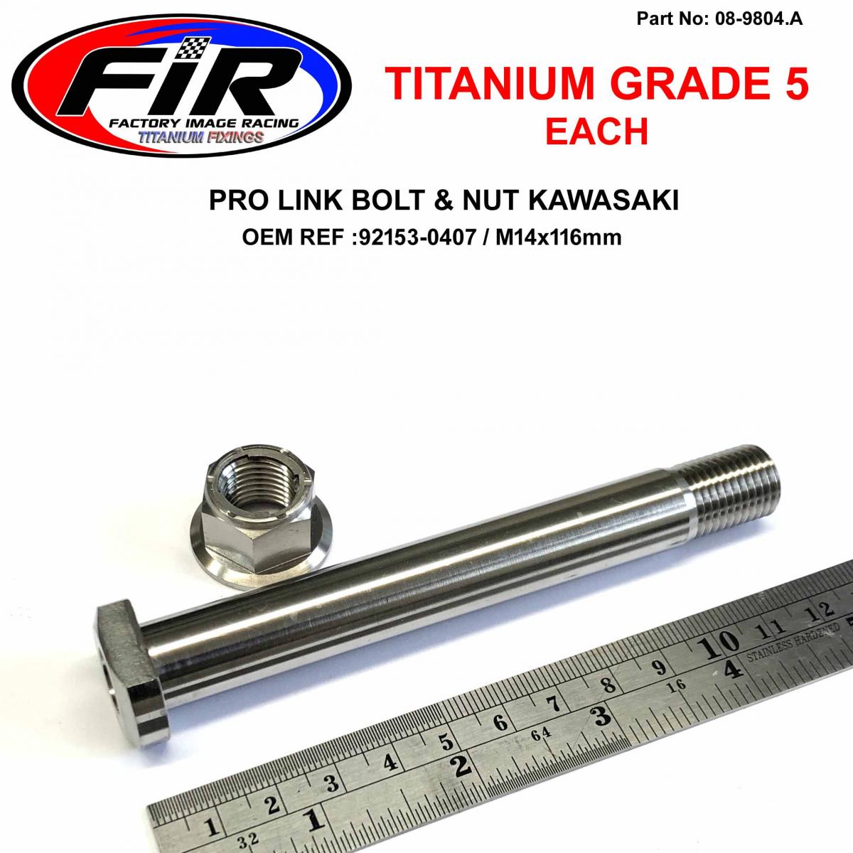 GR5 BOLT M14x116mm KAWASAKI, 92153-0407 & 92015-1401 EACH, TITANIUM FIR