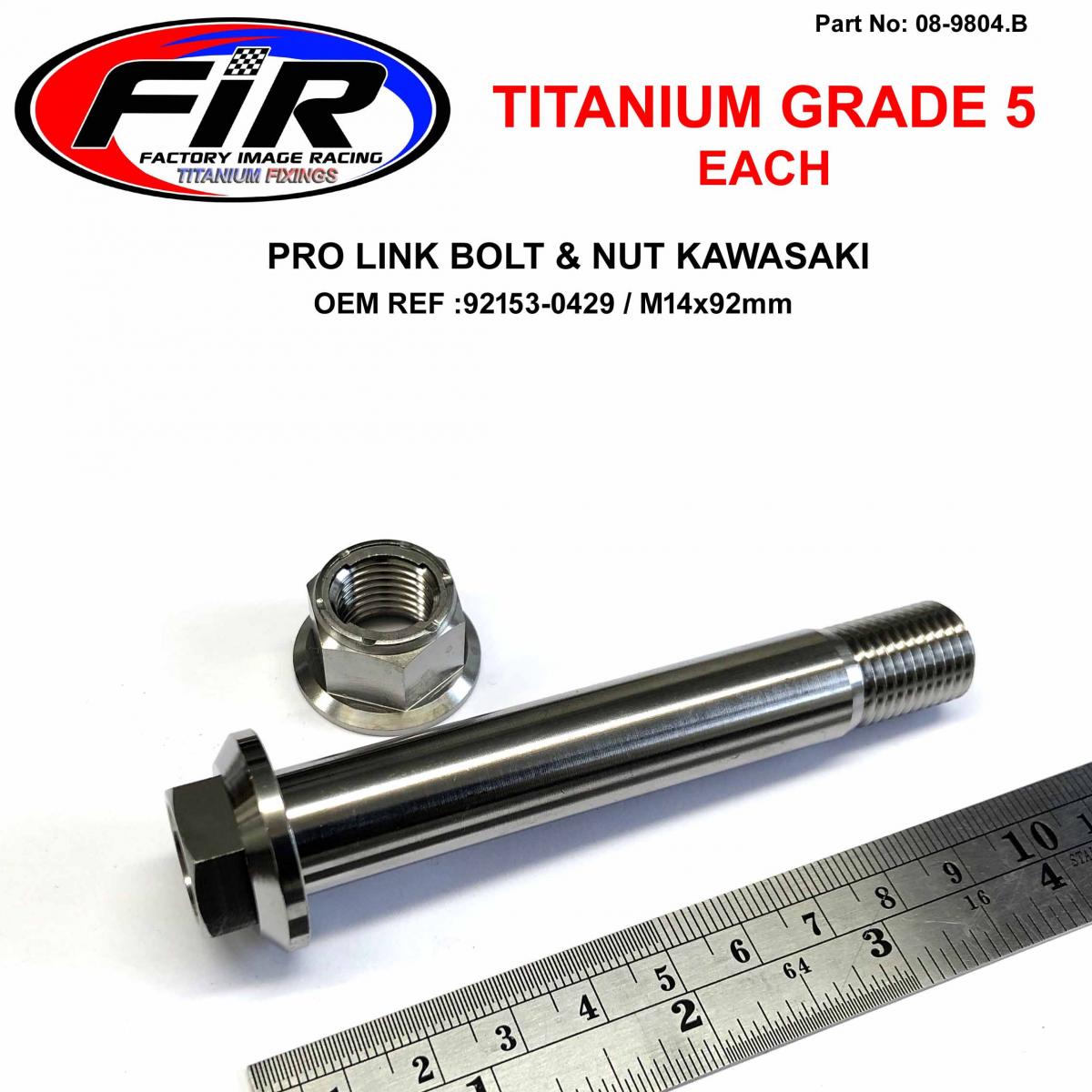 GR5 BOLT M14x92mm KAWASAKI, 92153-0429 & 92015-1401 EACH, TITANIUM FIR