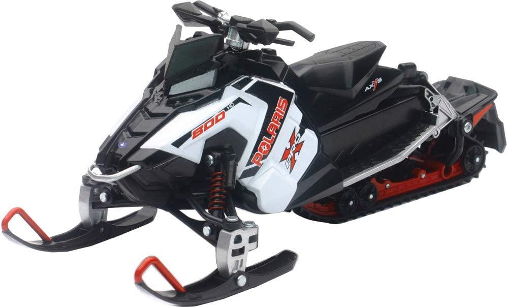 NEWRAY DIE CAST MODEL POLARIS 800 SWITCHBAC SNOWMOBILE WHITE & BLACK, SCALE 1:16