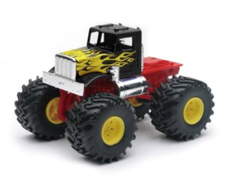 NEWRAY DIE CAST MODEL MONSTER TRUCK, BLACK YELLOW AND RED, SCALE 1:43