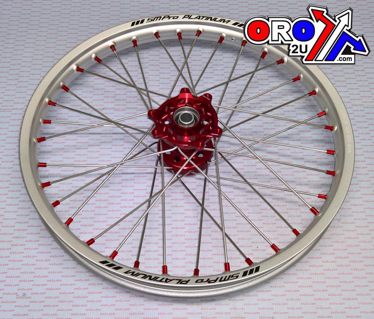 SM PRO 19x1.85 REAR WHEEL SILVER RIM, RED HUB HONDA CRF250R 14-23, CRF450R 13-23