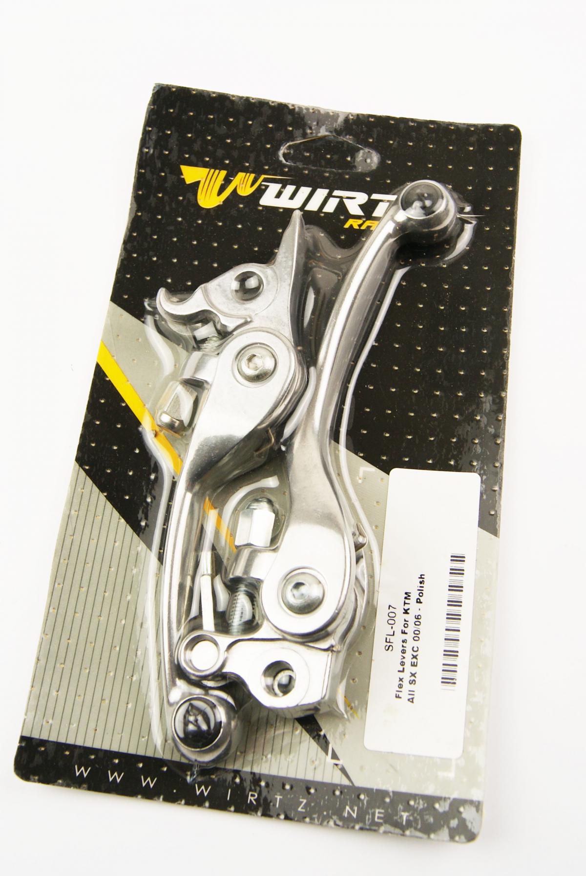 LEVER BLADE SET WIRTZ FLEX KTM ALL SX EXC 2000-2006, WIRTZ SFL-007 SILVER POLISH