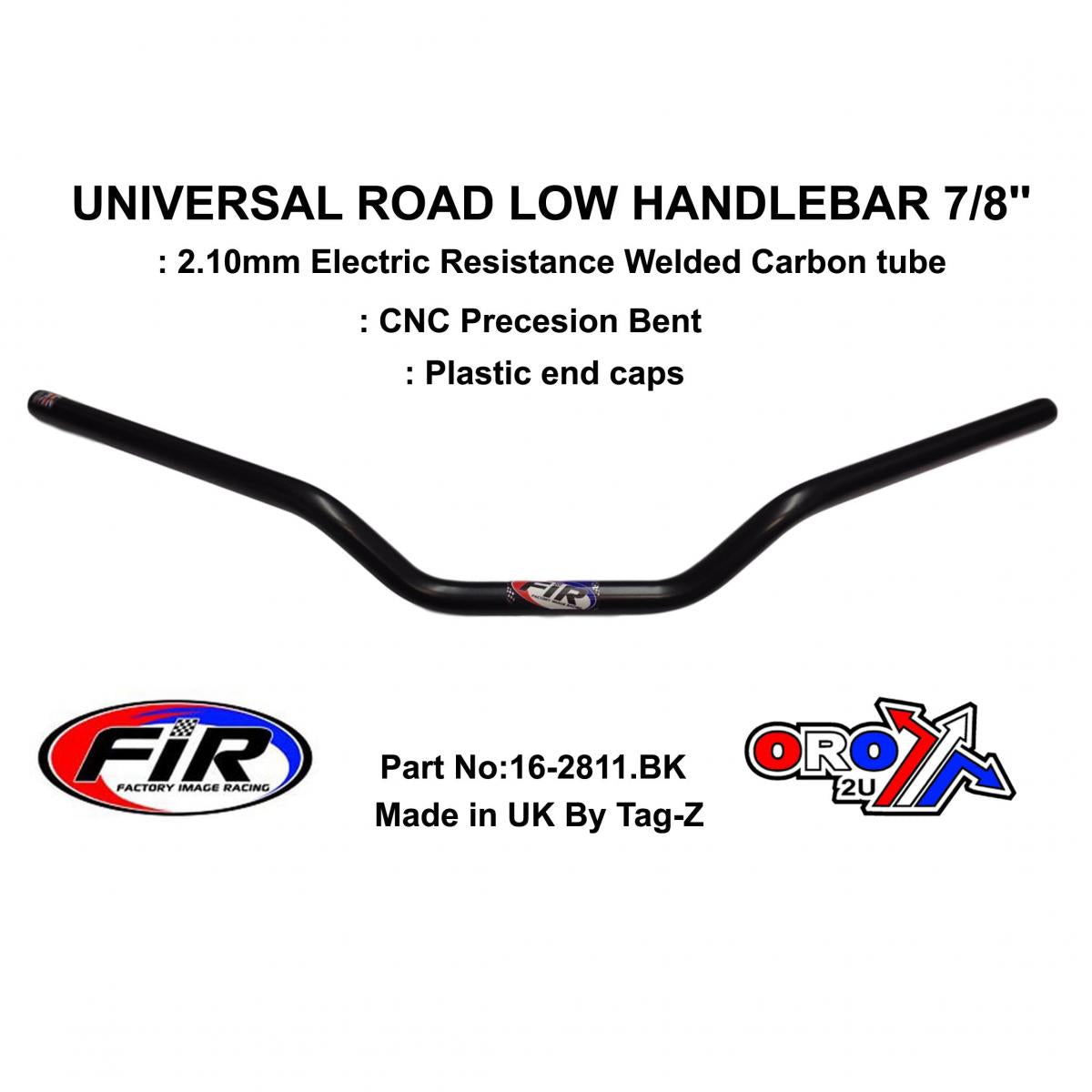 ROAD LOW HANDLEBAR 7/8'', S/BIKE SPORTS UNIVERSAL MAT BK, REN REF : 754-01