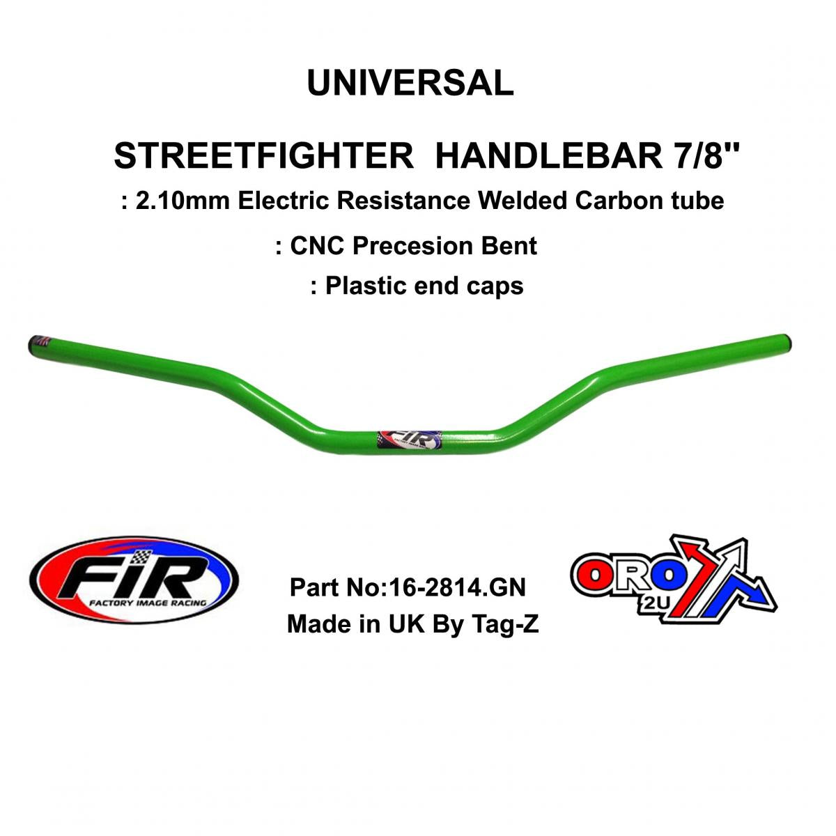 STREETFIGHTER HANDLEBAR 7/8'', ROAD SPORTS UNIVERSAL GREEN, REN REF : 789-02