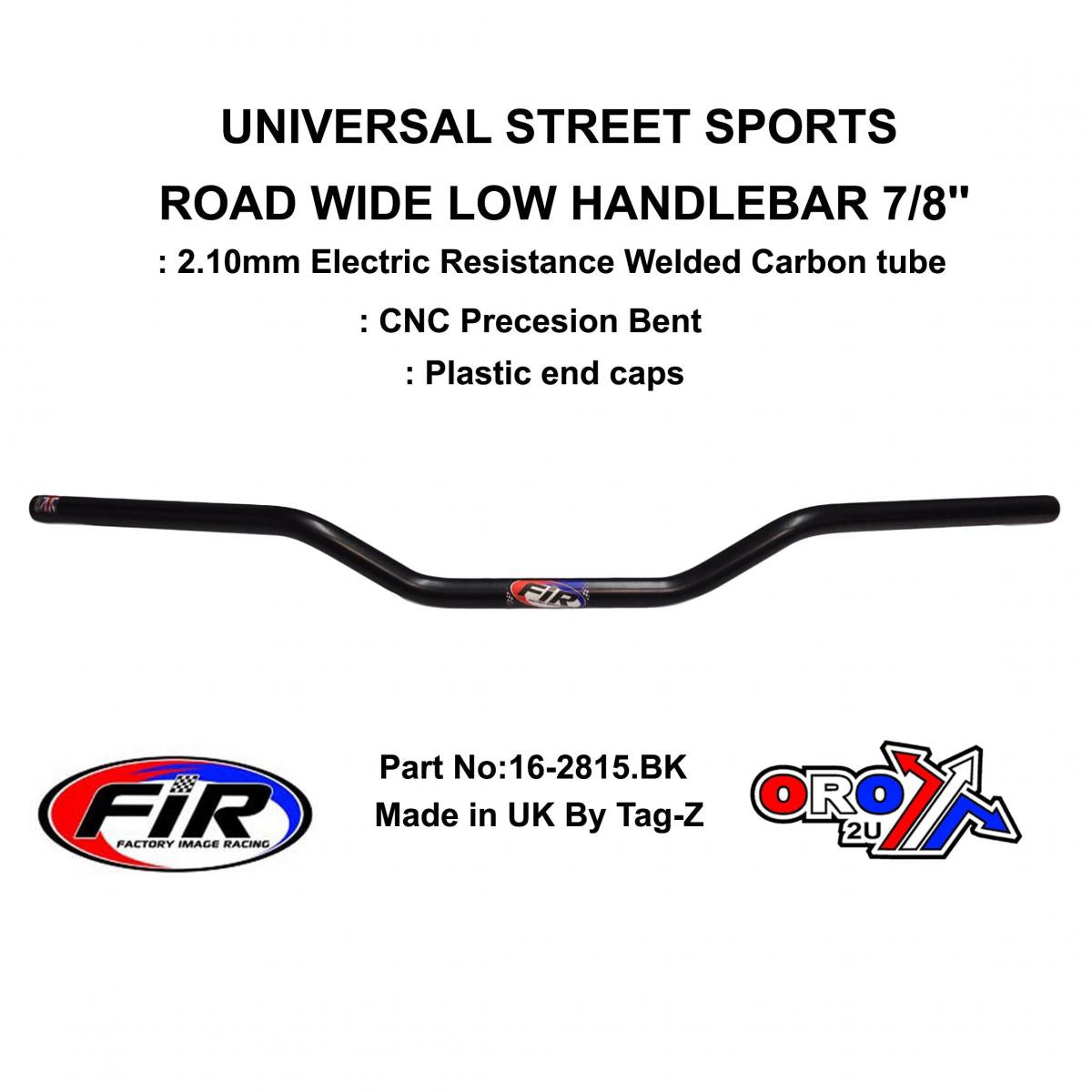 ROAD WIDE LOW HANDLEBAR 7/8'', STREET SPORTS UNIVERSAL MAT BK, REN REF : 749-02
