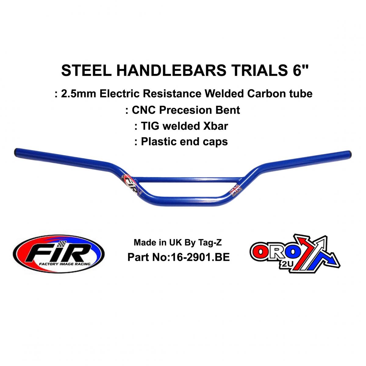 STEEL HANDLEBARS TRIALS 6", / BLUE 22mm 7/8, REF 48-768 / 768-02