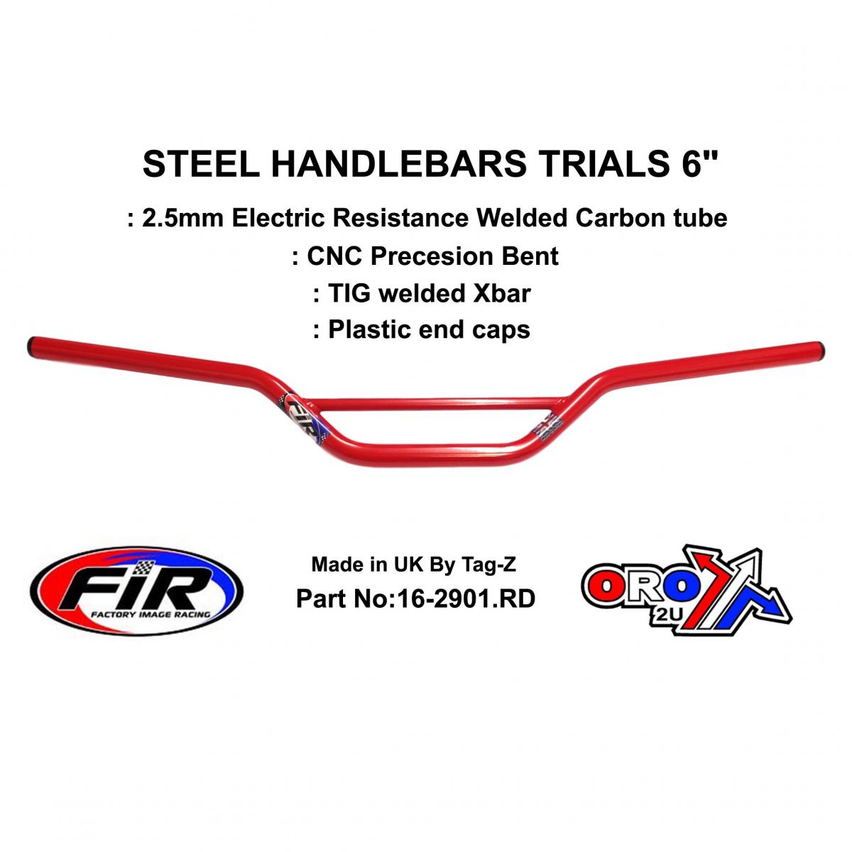STEEL HANDLEBARS TRIALS 6", / RED 22mm 7/8, REF 48-768 / 768-02