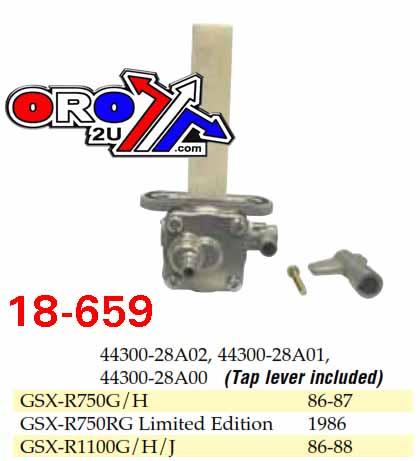 FUEL TAP 44300-28A02, SUZUKI GSX-R750 86-87, GSX-R1100 86-88, K&L 18-4367