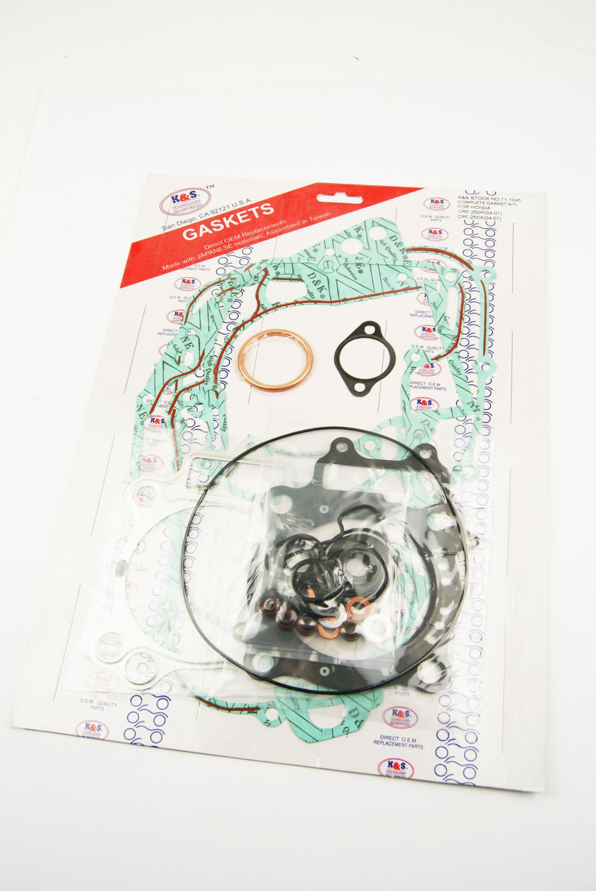 GASKET FULL SET HONDA CRF250R 04-09, INC. VALVE STEM SEALS 71-1045