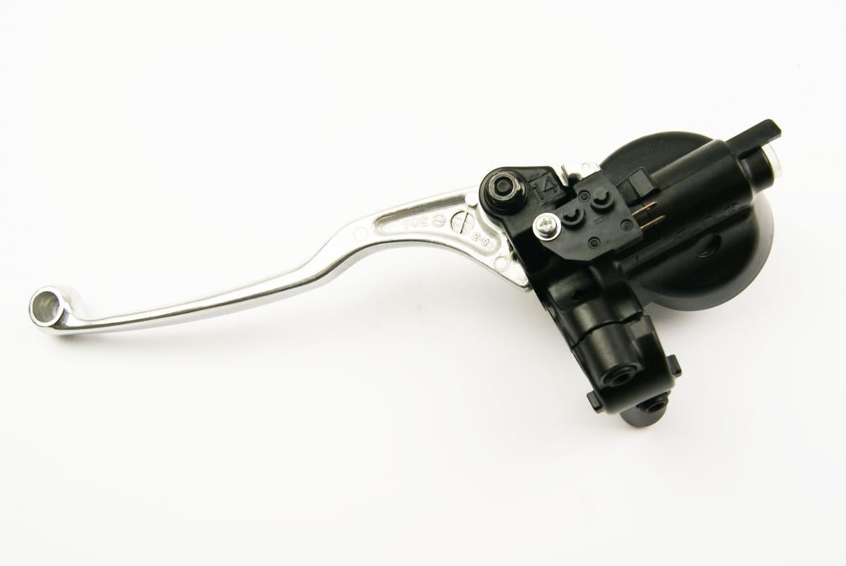 MASTER CYLINDER RETRO 14mm, BLACK BODY WITH SILVER LEVER. For 7/8 Handlebars