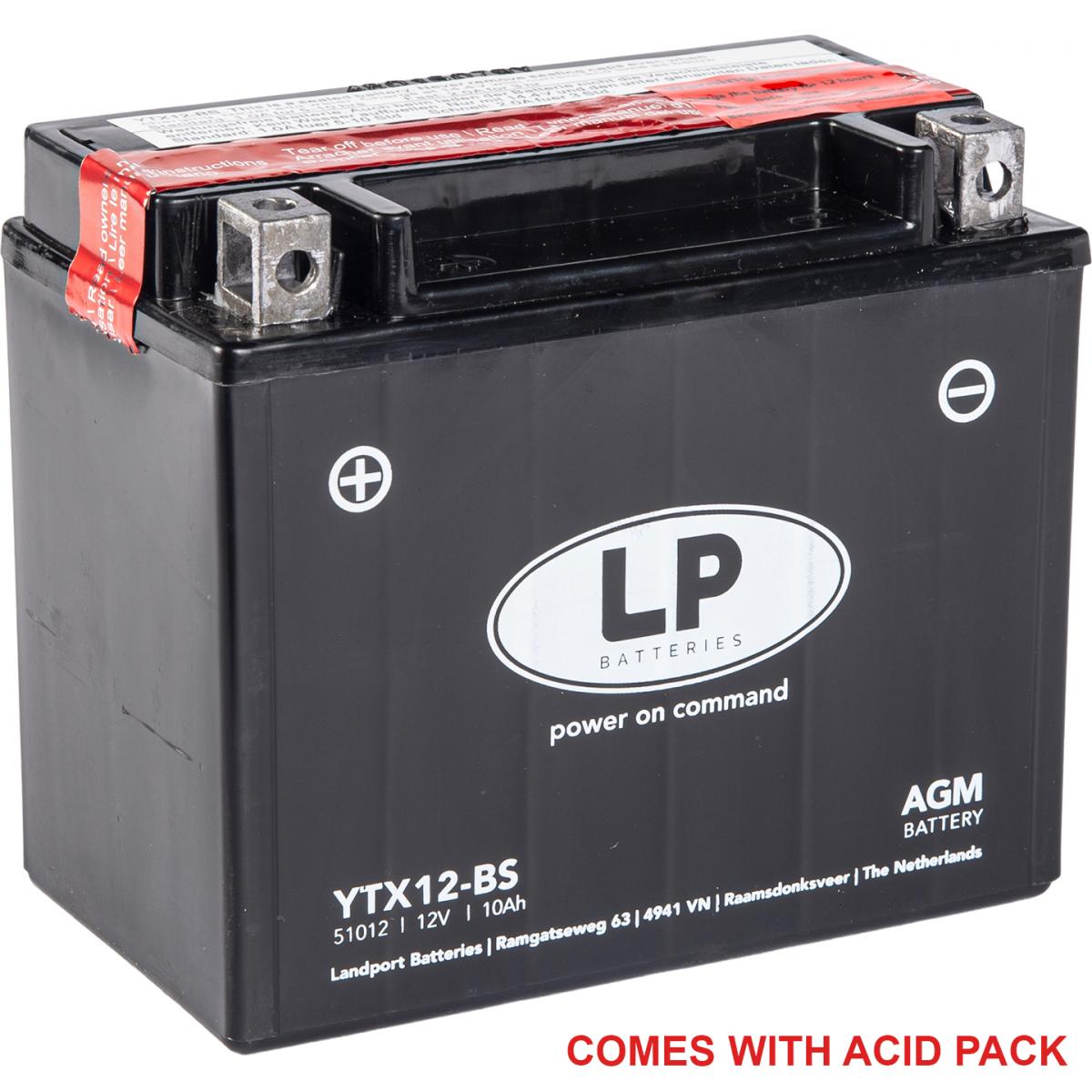 BATTERY LTX12-BS MA.FREE AGM, 12V 10AH. YTX12-BS, MA LTX12-BS