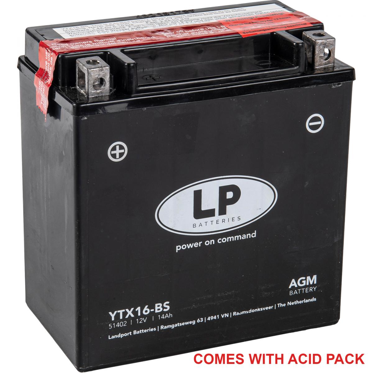 BATTERY YTX16-BS 12V 14Ah MF LANDPORT Maintenance Free