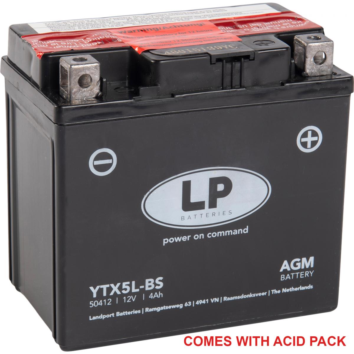 BATTERY LTX5L-BS, Maintenance Free, YTX5L-BS AGM, MA LTX5L-BS