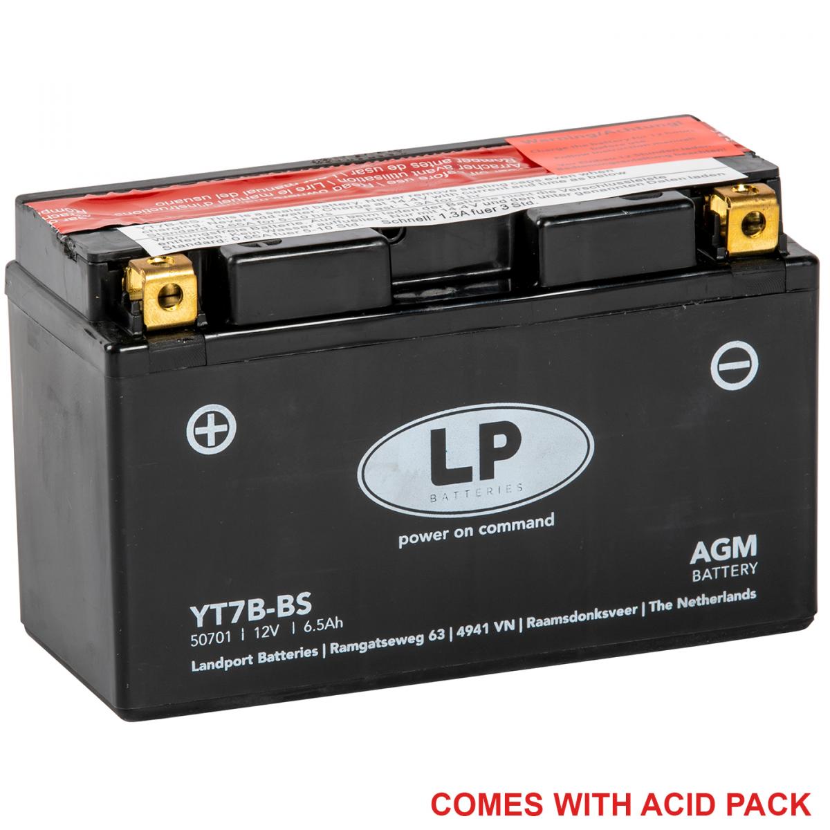 BATTERY LT7B-BS 12V 6.5Ah, Maintenance Free, (SAME AS YT7B-4)