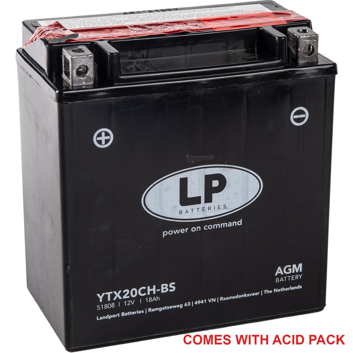 BATTERY LTX20CH-BS 12V 18Ah. Maintenance Free, YTX20CH-BS
