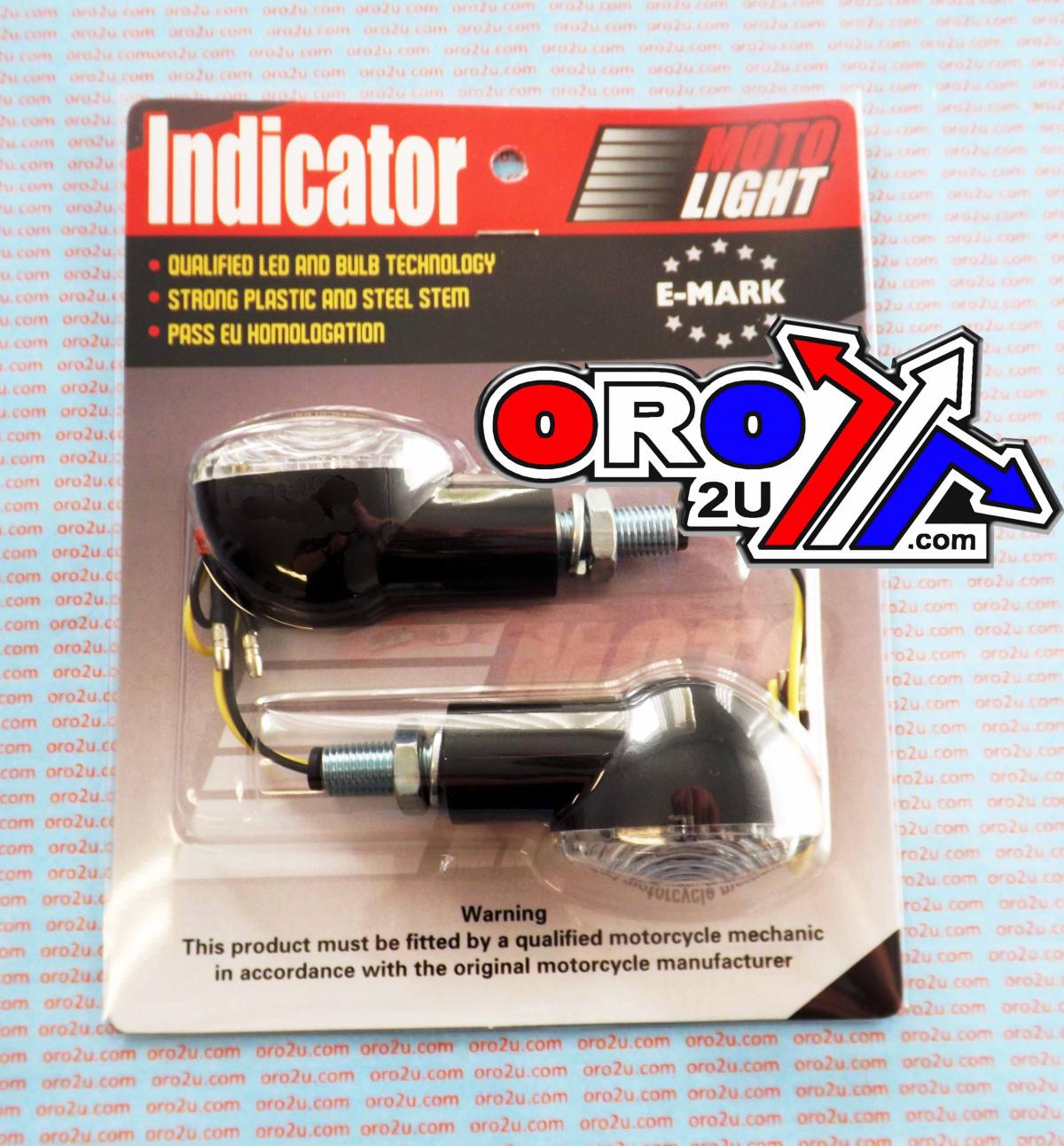 UNIVERSAL LED INDICATORS, CLEAR LENS, E MARKED, SET/2, 20mm STEM