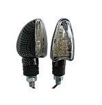 UNIVERSAL LED ARROW INDICATORS, CLEAR LENS, CARBON LOOK, PAIR, SHORT STEM