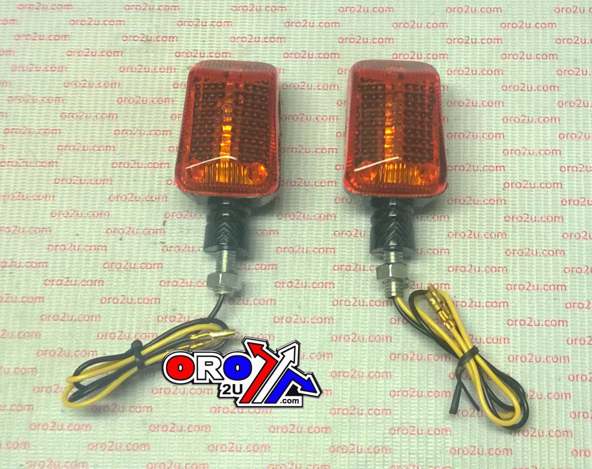 UNIVERSAL RECTANGULAR INDICATORS, ORANGE LENS, PAIR, , CARBON LOOK